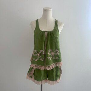 Morgan lane Maebelle Nessa Pajama Set In Green Envy | Women’s Size Medium